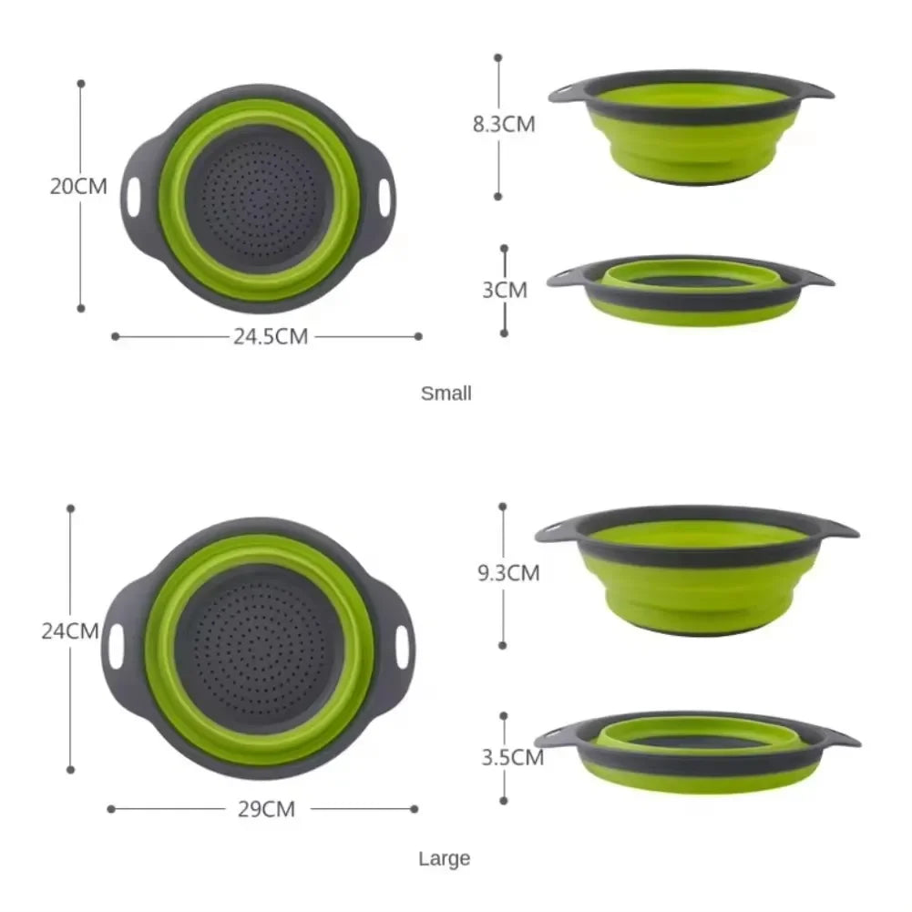 Silicone Collapsible Strainer – Foldable Drain Basket for Fruits, Vegetables & Kitchen Storage