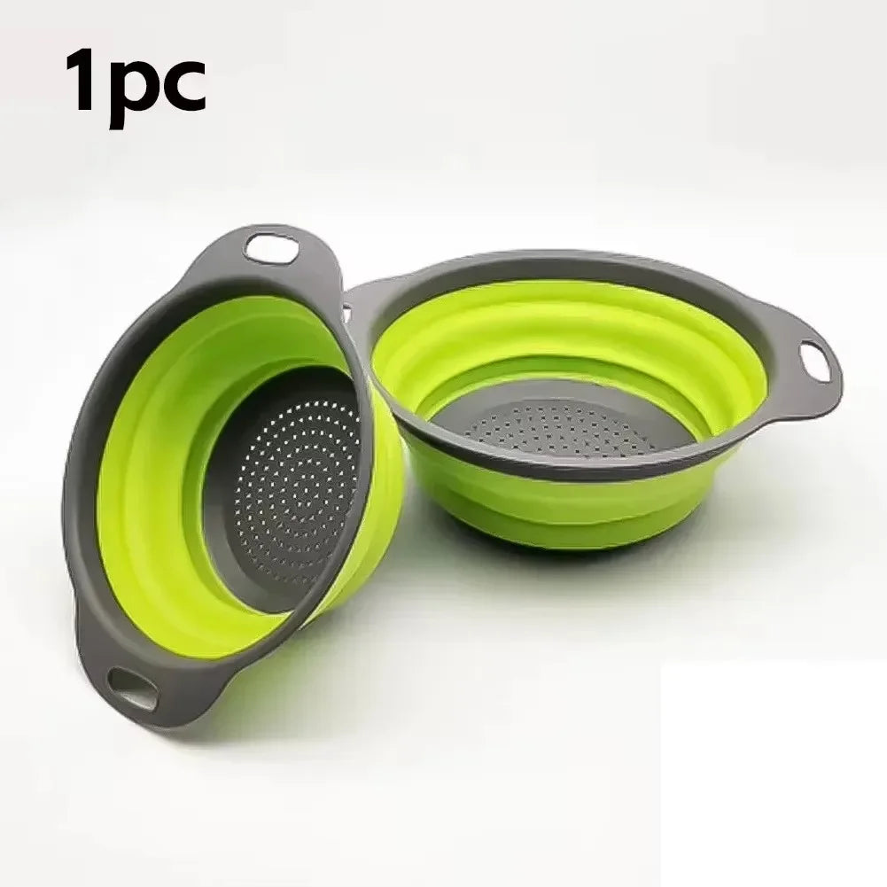 Silicone Collapsible Strainer – Foldable Drain Basket for Fruits, Vegetables & Kitchen Storage