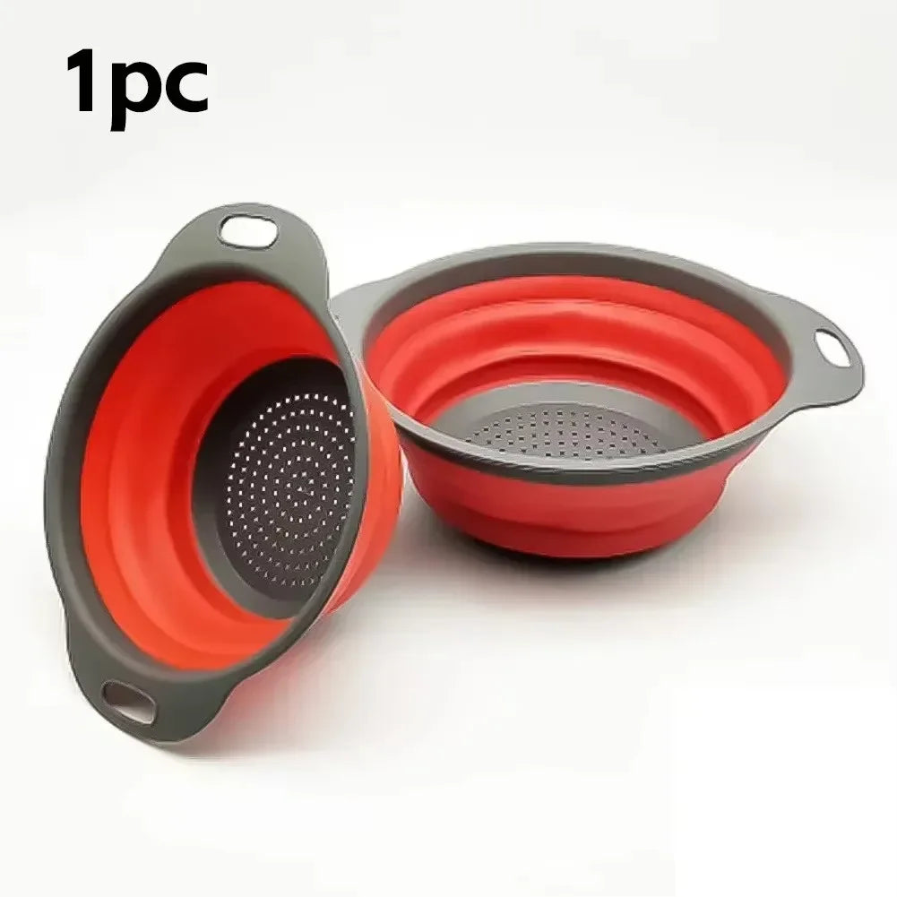 Silicone Collapsible Strainer – Foldable Drain Basket for Fruits, Vegetables & Kitchen Storage