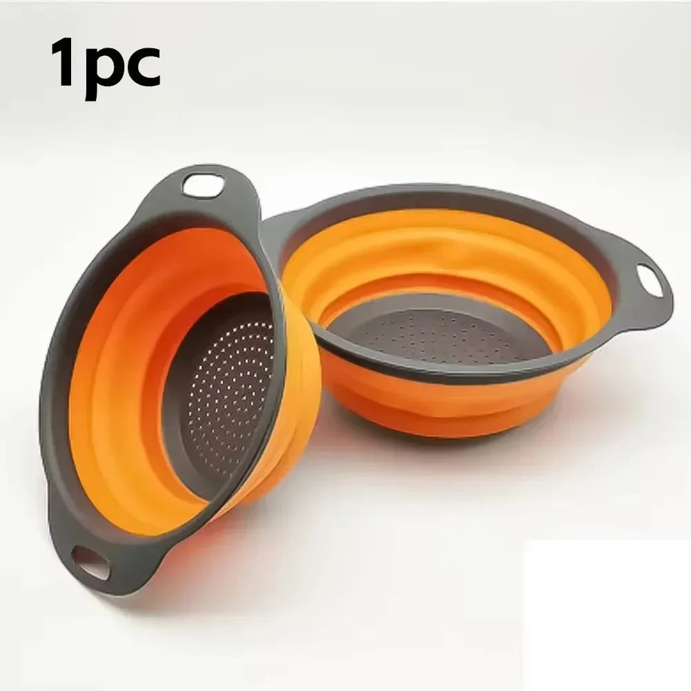 Silicone Collapsible Strainer – Foldable Drain Basket for Fruits, Vegetables & Kitchen Storage