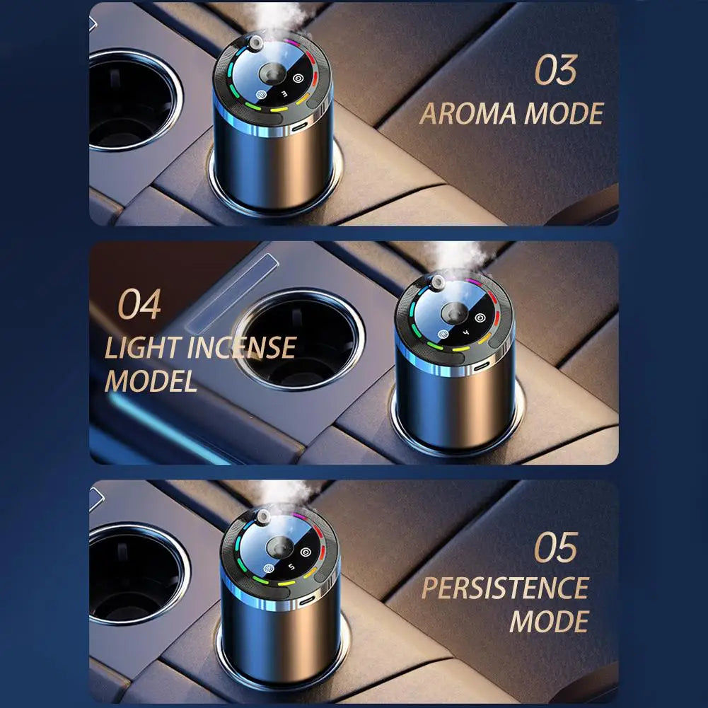 Car Fragrance Humidifier – 5-Mode Scent Diffuser & Odor Eliminator with Digital Display, Long-Lasting Aroma