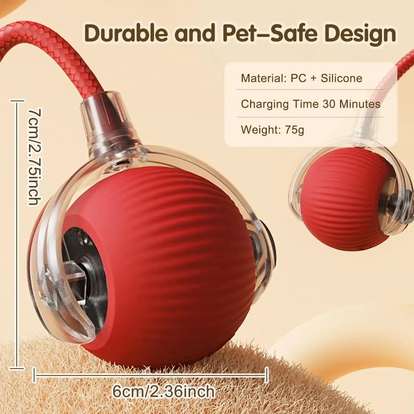Smart Cat Toy Ball – Rechargeable Automatic Rolling Ball with Tail, Interactive Mouse Simulation
