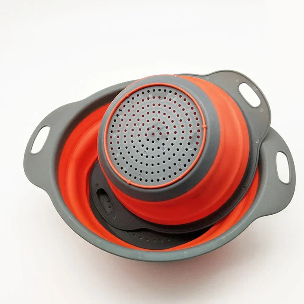 Silicone Collapsible Strainer – Foldable Drain Basket for Fruits, Vegetables & Kitchen Storage