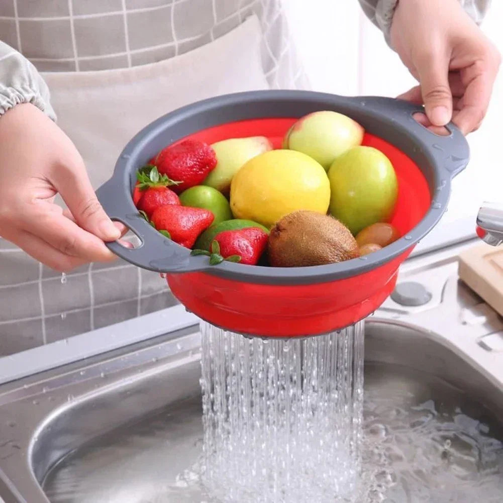Silicone Collapsible Strainer – Foldable Drain Basket for Fruits, Vegetables & Kitchen Storage