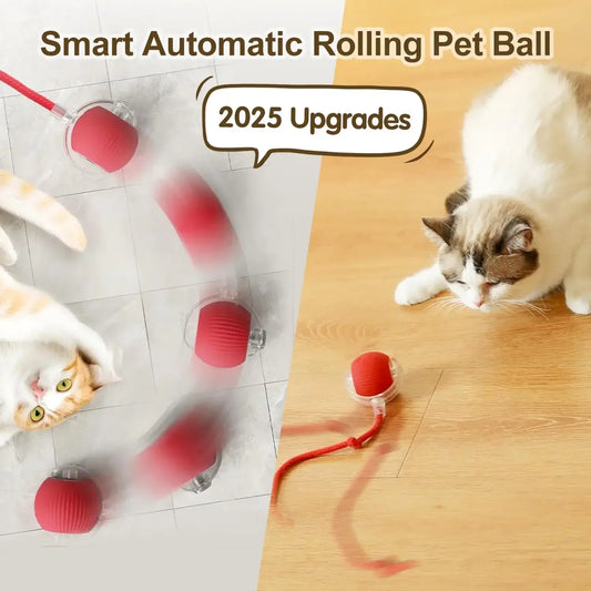 Smart Cat Toy Ball – Rechargeable Automatic Rolling Ball with Tail, Interactive Mouse Simulation