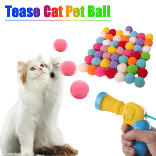 Interactive Cat Launcher Toy – Mini Shooting Game with Plush Balls for Kitten Play & Training