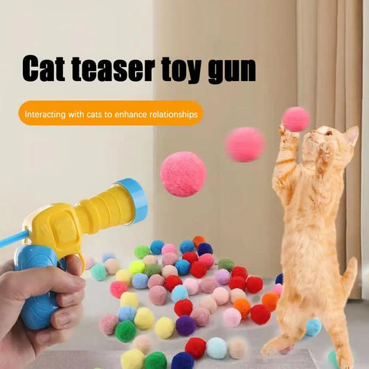 Interactive Cat Launcher Toy – Mini Shooting Game with Plush Balls for Kitten Play & Training