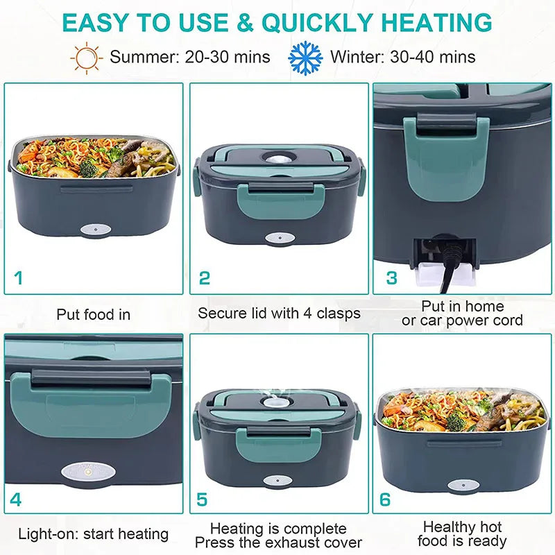 1.5L Electric Lunch Box – 60W Portable Food Warmer for Car & Home, Leak-Proof & Travel-Friendly
